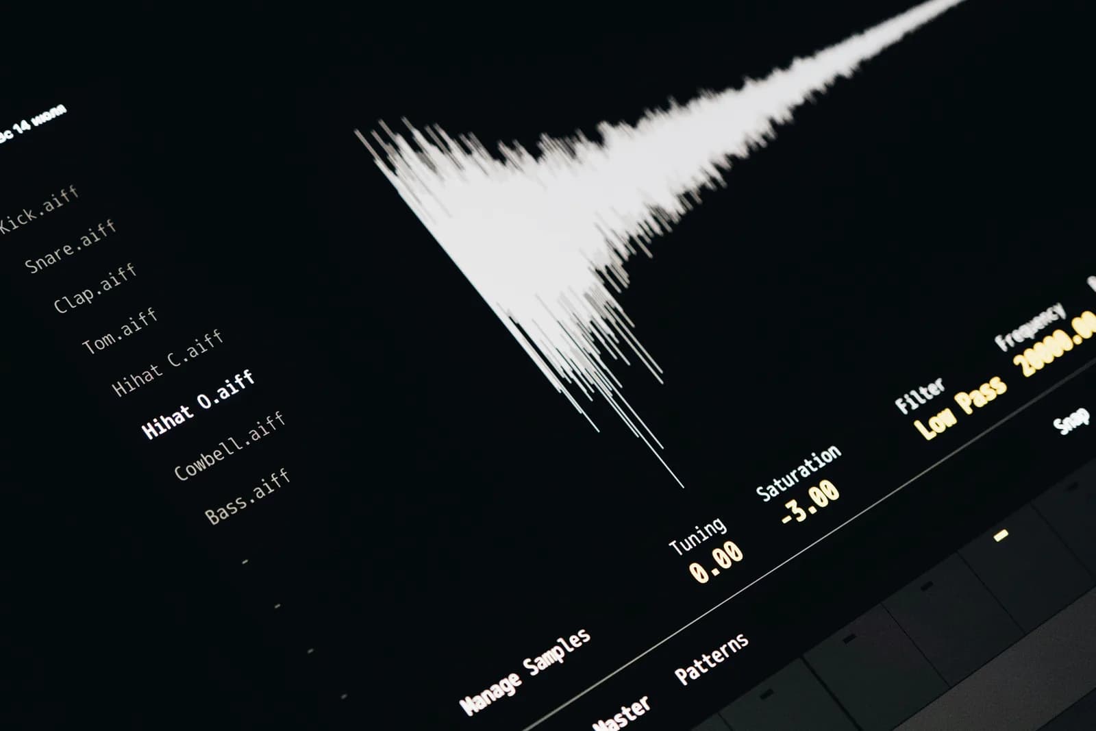 Blue audio waveform on a dark screen, representing speech being measured for transcription accuracy