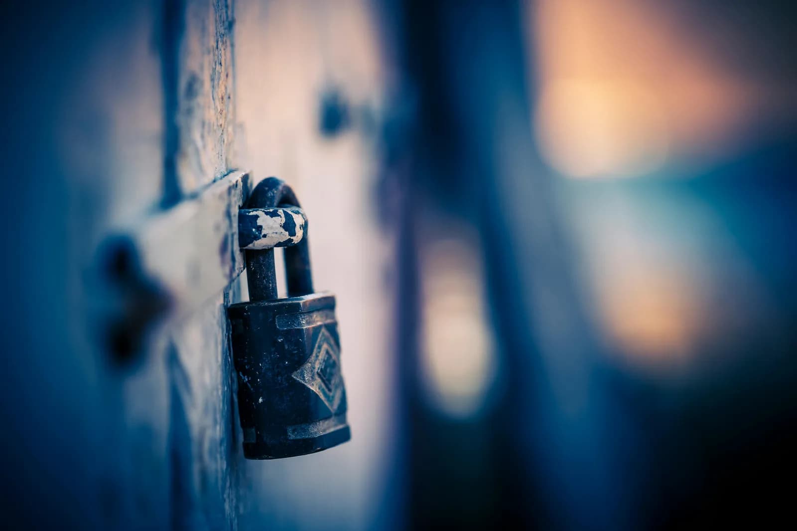 Close-up of a padlock against soft bokeh lights, an abstract take on private offline data