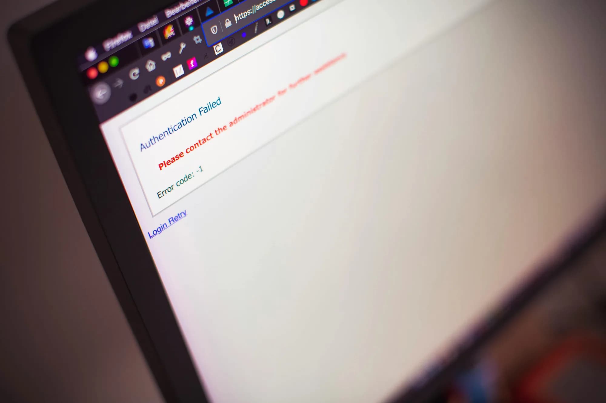 Computer screen showing an authentication-failed message, the kind of stuck moment new users hit on day one