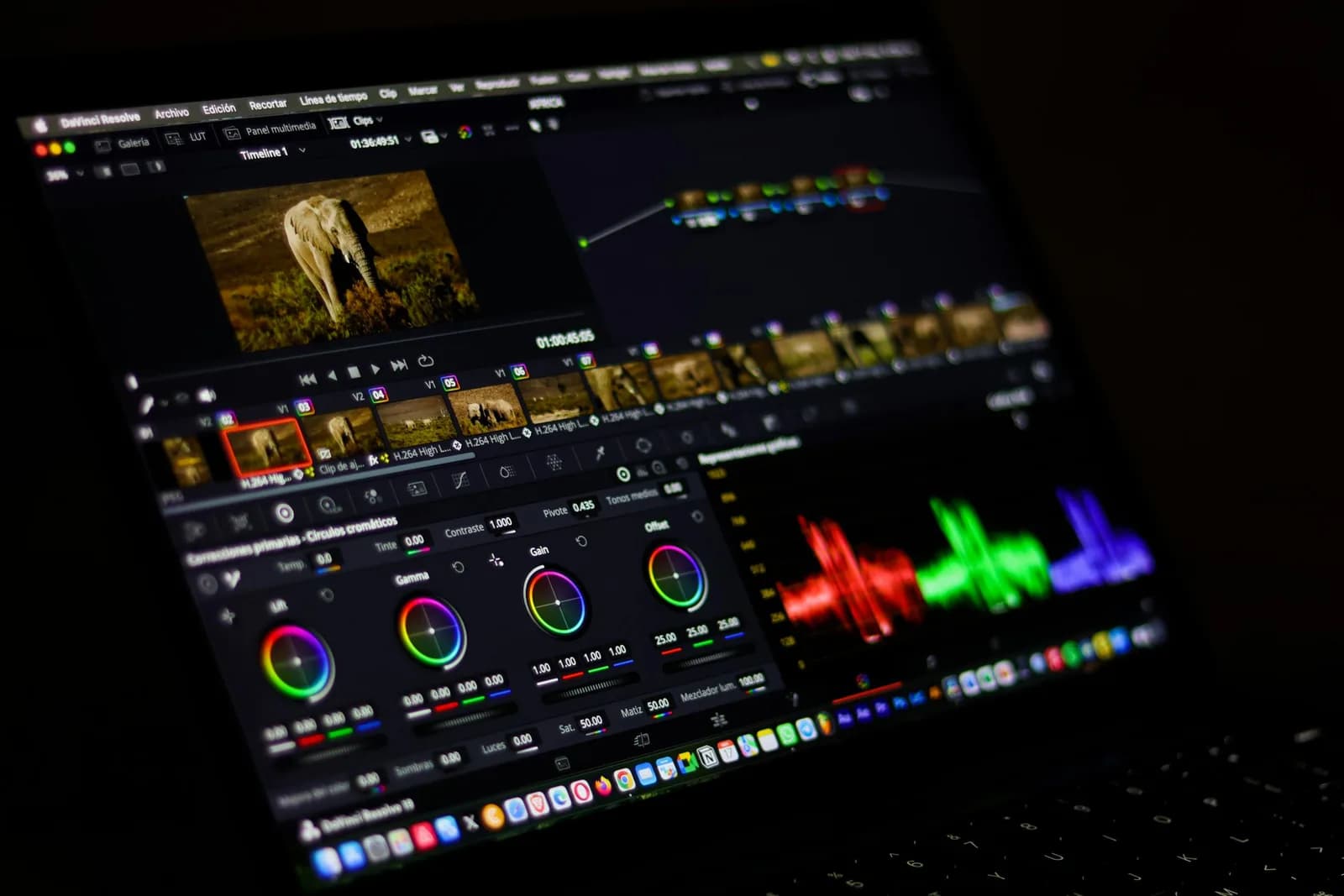 Colorful audio waveforms on a dark editing screen, evoking two speech engines